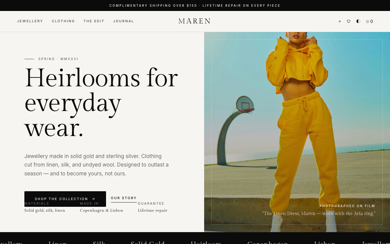 Maren jewellery website