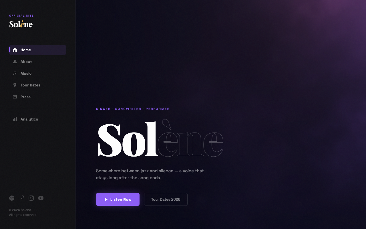 Solène music portfolio website