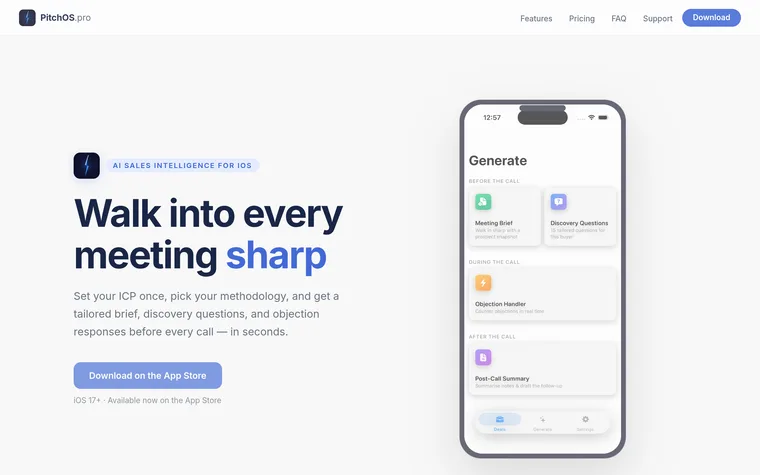 PitchOS Pro landing page